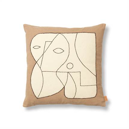 Ferm Living Figure cushion - Dark taupe/Off white